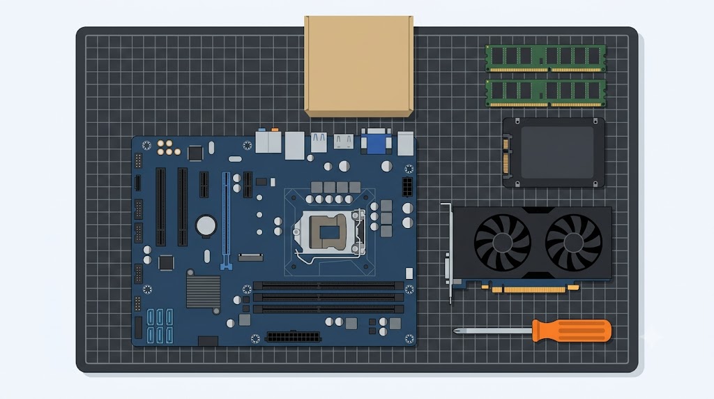 自作PCとBTOパソコンを比較するイメージ