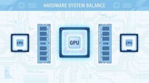 生成AI向けパソコンのGPU・メモリ・CPUのイメージ
