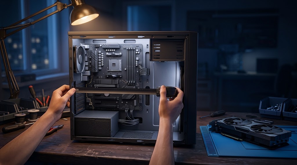 グラボを交換する前にPCの中を確認するイメージ