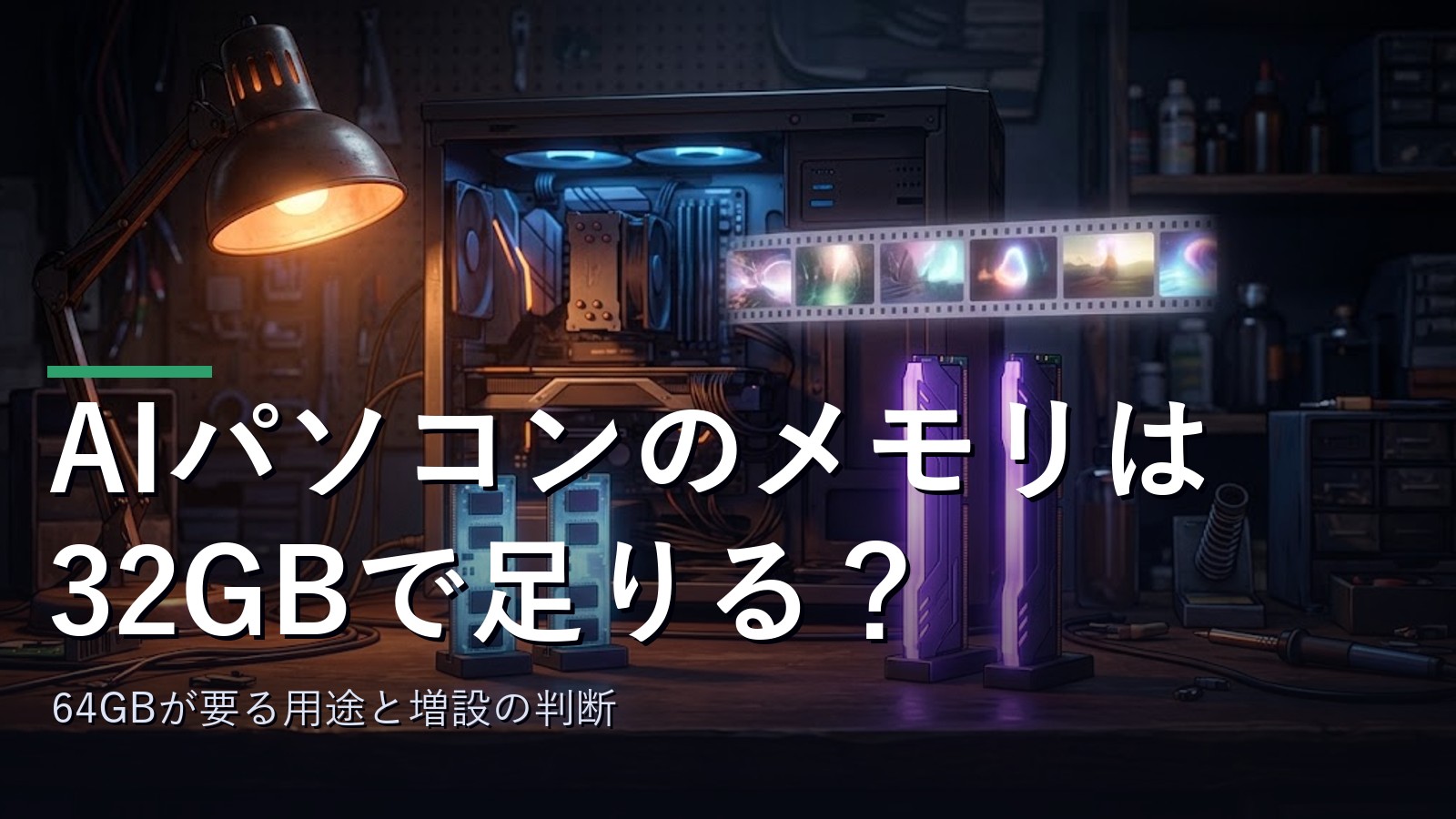 AIパソコンのメインメモリを32GBと64GBで比べるイメージ